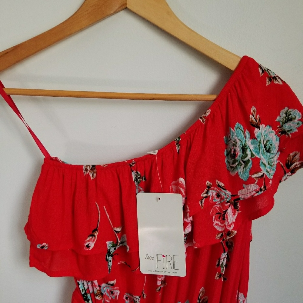 One Shoulder Ruffle Dress floral - Picture 3 of 7